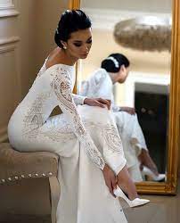 Wedding Dresses Robe De Mariee Long Sleeve Wedding Gowns Lace Satin Handmade Bridal Dress Wedding Gowns Lace Wedding Dresses Best Wedding Dresses