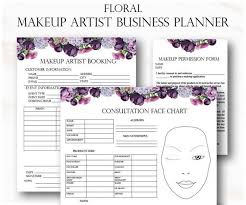 Floral Makeup Artist Business Planner Bundle Freelance Makeup Artist Forms Wedding Makeup Artist Contact Digital Download Makeup Artist Business Freelance Makeup Makeup Artist Kit