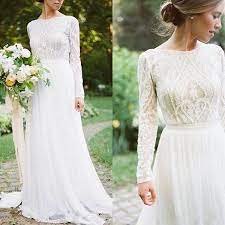 Rabatt Ersa Atelier 2019 A Line Brudekjoler Langermet V Hals Blonder Applikasjon Bea A Online Wedding Dress Country Bridal Gown Boho Bridal Gowns
