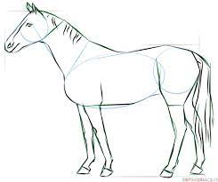How To Draw A Realistic Horse Standing Step By Step Drawing Tutorials For Kids And Beginners Horse Drawings Drawing Tutorial Drawings
