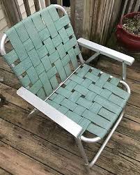 P Vintage Aluminum Folding Beach Lawn Patio Outdoor Chair Mint Green Webbed Straps Condition Is Very Good Pre Patio Chairs Outdoor Chairs Folding Beach Chair