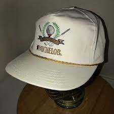 Vintage Michelob Golf 80s Usa White Hat Cap Strapback Golfballs Clubs Alcohol Ebay Hats White Hat Cap