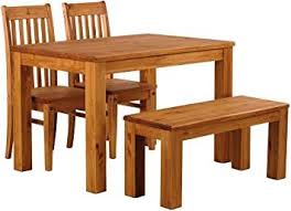B R A S I L M Ouml Bel Tablechamp Dining Table Set For Four Rio Pine With Bench And 2x Chair Honey Solid Wood In 2020 Dining Table Setting Classic Dining Room Table
