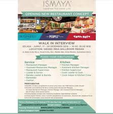 Lowongan kerja supervisor, cashier, watress, dan cook. Lowongan Kerja Terbaru Ismaya Group Medan Desember 2019 Lowongan Kerja Medan Terbaru Tahun 2021