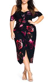 City Chic Decadent Floral Off The Shoulder Dress Plus Size Nordstrom In 2020 Dresses Plus Size Dresses Fashion