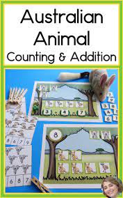 Preschool And Kindergarten Students Will Love Counting And Adding With These Austra Australian Animals Animal Activities For Kids Australian Animals Preschool