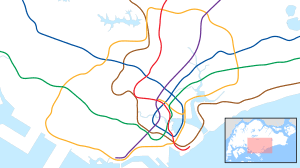 Coloured brown on the rail map, it is fully underground serving 32 stations over 43 kilometres (27 mi) in length, and is among the world's longest driverless rapid transit lines. Fort Canning Mrt Station Wikipedia