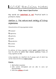 Igcse Biology Revision Notes 2 Biology Revision Revision Notes Igcse Biology