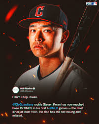 Cleveland Guardians rookie Steven Kwan is 9 for 13 (.692 BA) to start the  season 🔥