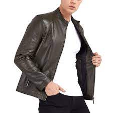 Joel Blouson Leather Jacket Khaki Leather Jacket Jackets Blouson