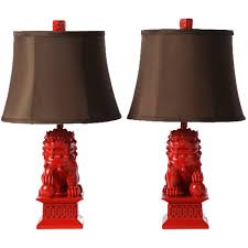 Red Mini Foo Dogs Table Lamps Set 2 Table Lamp Mini Table Lamps Lamp Sets