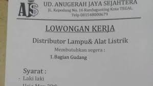 Lowongan kerja dan rekrutmen bulan mei 2021. Lowongan Kerja Ud Anugrah Jaya Sejahtera Tegal Loker Pemalang