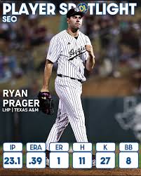 SEC PLAYER SPOTLIGHT: Ryan Prager leads all qualifying SEC pitchers in ERA  after notching his second career complete game shutout over the weekend.
