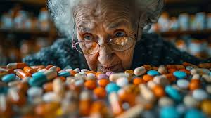 Elderly, Woman, Pills ...