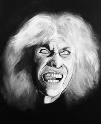 Acrylic painting of Smaug attacking Laketown