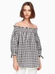 Black And White Checkered Off The Shoulder Top Gingham Off Shoulder Top Kate Spade New York Off The Shoulder Top Outfit Shoulder Tops Outfit Fashion