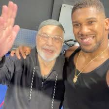 Anthony Joshua with his uncle at the gym today