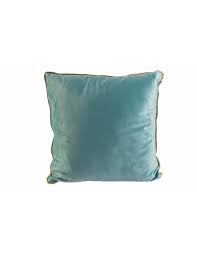 Questo cuscino per fedi di 20x20cm ha un design molto romantico realizzato con tessuto di velluto color avorio. Cuscino Velluto 45x45cm Acqua Marina Bordo Oro