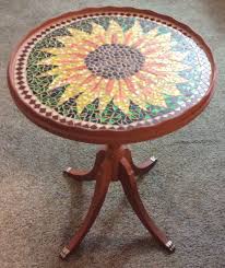 Mosaic Sunflower Table Just For Fun Stained Glass Mosaic Table Mosaic Furniture Mosaic Table