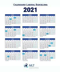 Puede descargar el calendario en pdf para imprimir pinchando en este enlace: Calendario Laboral Barcelona 2021