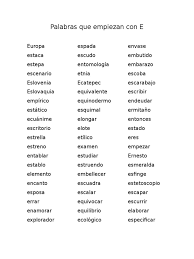 Palabras Que Empiezan Con E Pdf