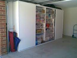 garage storage doors open basement shelves diy cabinets floating shelf rail