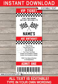 Kick off your birthday with this go kart race car birthday party invitation. Race Car Party Ticket Invitations Race Car Birthday Party Invites