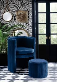 Navy blue chair with ottoman. Selena Navy Blue Velvet Accent Chair W Ottoman By Meridian Furniture