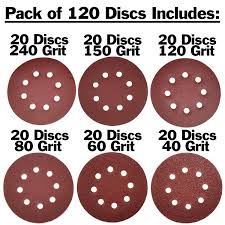 For rough sanding and removing scratch. 80 Hook And Loop Adhesive 120 150 Sciencepurchase 120 Pack 5 Inch Sandpaper Discs And 250 Grit For Random Orbital Sander 8 Hole 60 Includes 40 Abrasive Finishing Products Abrasive Wheels Discs Emosens Fr