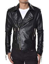 Black Pseudo Leather Jacket From Thelees Slim Man Fashion Mens Fashion