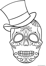 Print Sugar Skull With Top Hat Calavera Coloring Pages Skull Coloring Pages Coloring Pages Sugar Skull Painting