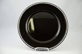 Black And Gold Charger Plates Black Charger With Beaded Edges Where To Rent Charger Plate Black Clear Bead In Saskatoon Sk Regina Black Charger Plates Black Charger Charger Plates