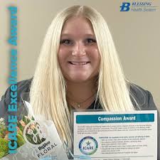 Compassionate is easily a word to describe Kaleigh Roberts, one of our  talented CT technologists!💙 Kaleigh joined Blessing Hospital in May 2024.  Nine months later in February, she earned an ICARE Award