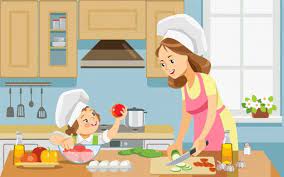 Mother And Kid Girl Preparing Healthy Food At Home Together Child Rearing Kids Girls No Cook Meals