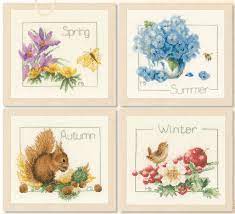 The design features the four seasons of the year, with. Cross Stitch Corner Lanarte Counted Cross Stitch Kit 4 Seasons Set Of 4