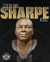 The bronze bust of now member of the Pro Football Hall of Fame Sterling  Sharpe 💚💛8️⃣4️⃣ 📸: Pro Football Hall of Fame