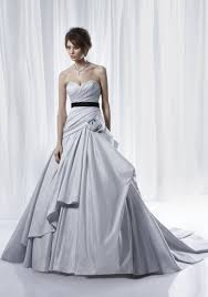 We prepared the most wonderful purple wedding dresses. Non White Dove Grey Ballgown Wedding Dress With Modern Bustle And Black Bridal Sash