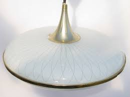 Globe flying saucer pendant light fixture. Mid Century Modern Vintage 1950 S Flying Saucer Hanging Light