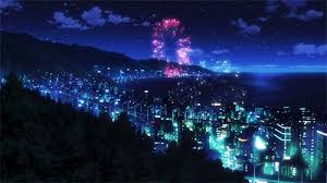 Anime winter snow scenery animated wallpaper gif. An Aesthetic City With Fireworks Gif Anime City Anime Scenery Anime Scenery Wallpaper