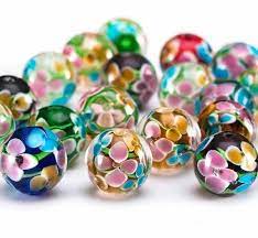 Lampwork Beads 12mm Floral Glass