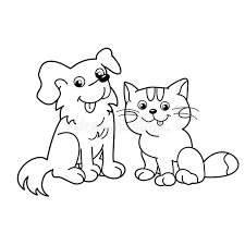 Animal coloring pages for kids to color such as cats, dogs, horses, zoo animals and other creepy creatures. Coloring Page Outline Of Cartoon Cat With Dog Pets Coloring Book For Kids Stock Vector Illustration Of Pets Fluffy 73927212