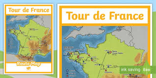 In france, 9 regions and 31 departments will be visited. Tour De France Large Route Map Display Poster Teacher Made