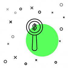 Black Line Magnifying Glass And Dollar Symbol Icon Isolated On White Background Aff Gla Social Media Design Graphics Magnifying Glass Vector Illustration