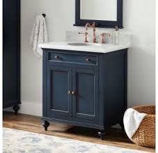Caroline estate 60 double vanity gray, marble top, round sink by virtu usa (16) $2,249. Signature Hardware 433849 Vintage Navy Blue Keller 36 Mahogany Wood Single Vanity Cabinet Choose Your Vanity Top And Sink Configuration Faucet Com