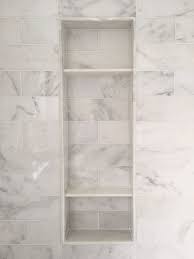 Carrara Marble Shower Niche Clean Look Shower Niche Marble Showers Marble Tile Bathroom