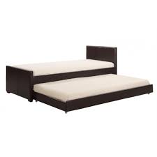Both, the daybed and trundle bed feature a slat roll mattress foundation and a center support system for added strength and stability. Joseph Brown Faux Leather Trundle Guest Bed Bedworld