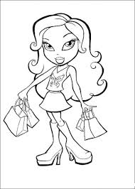 Bratz Doll With Shopping Bags Coloring Sheet Online Letscolorit Com