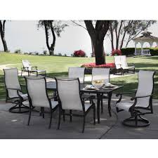 Made with durable hdpe lumber, our furniture can your outdoor dining table isn't complete without accompanying dining chairs and benches to maximize seating and give everyone a place to settle in. Mallin Turin Sling Outdoor Dining Set With Napa Table For 6 Ml Turin Set2
