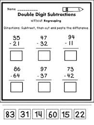 One & two digit no regrouping subtraction worksheets Double Digit Subtraction Without Regrouping By Dana S Wonderland
