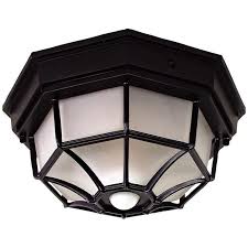 Octagonal 12 Wide Black Motion Sensor Outdoor Ceiling Light H7011 Lamps Plus